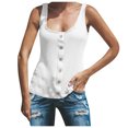 thumbnail image 1 of Timegard Plus Size Tank Tops for Women Round Neck Button Sleeveless Tops Casual Solid Color Knit Tee, 1 of 5