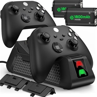 Rechargeable Battery Charger Station For Xbox Series X/S & Xbox One/S/X/Elite Controllers, Includes 2x 1800mAh Batteries And Charging Dock With 4 Battery Covers