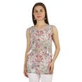 thumbnail image 1 of Moomaya Tunique Sans Manches en Coton Imprimé à Col en V Haut Long d'Été Blouse Décontractée pour Femmes, 1 of 6
