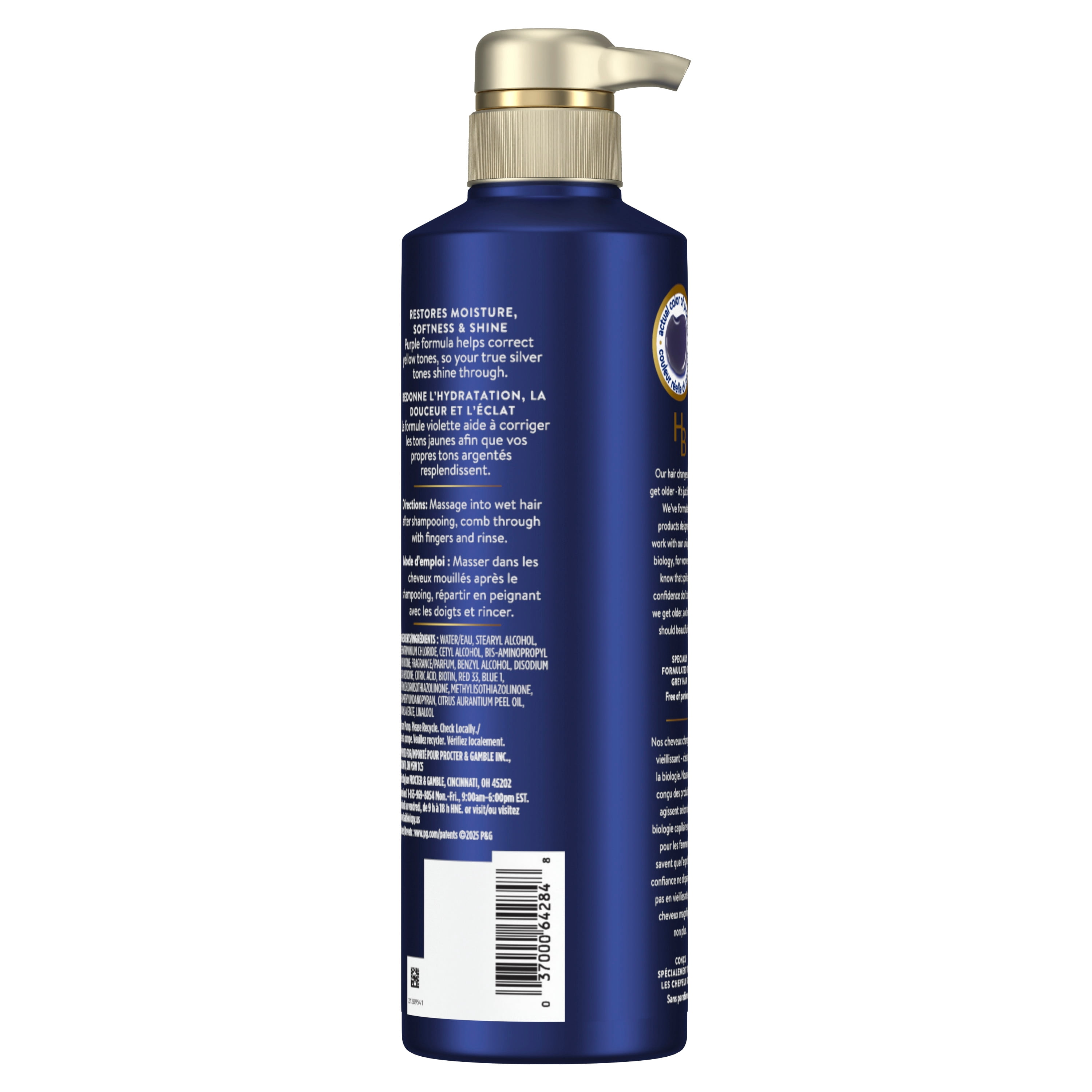 Hair Biology Purple Conditioner, Silver Conditioner, for Gray or Blonde Brassy Colour Treated Hair, Fights Brassiness and Replenishes, 380 mL