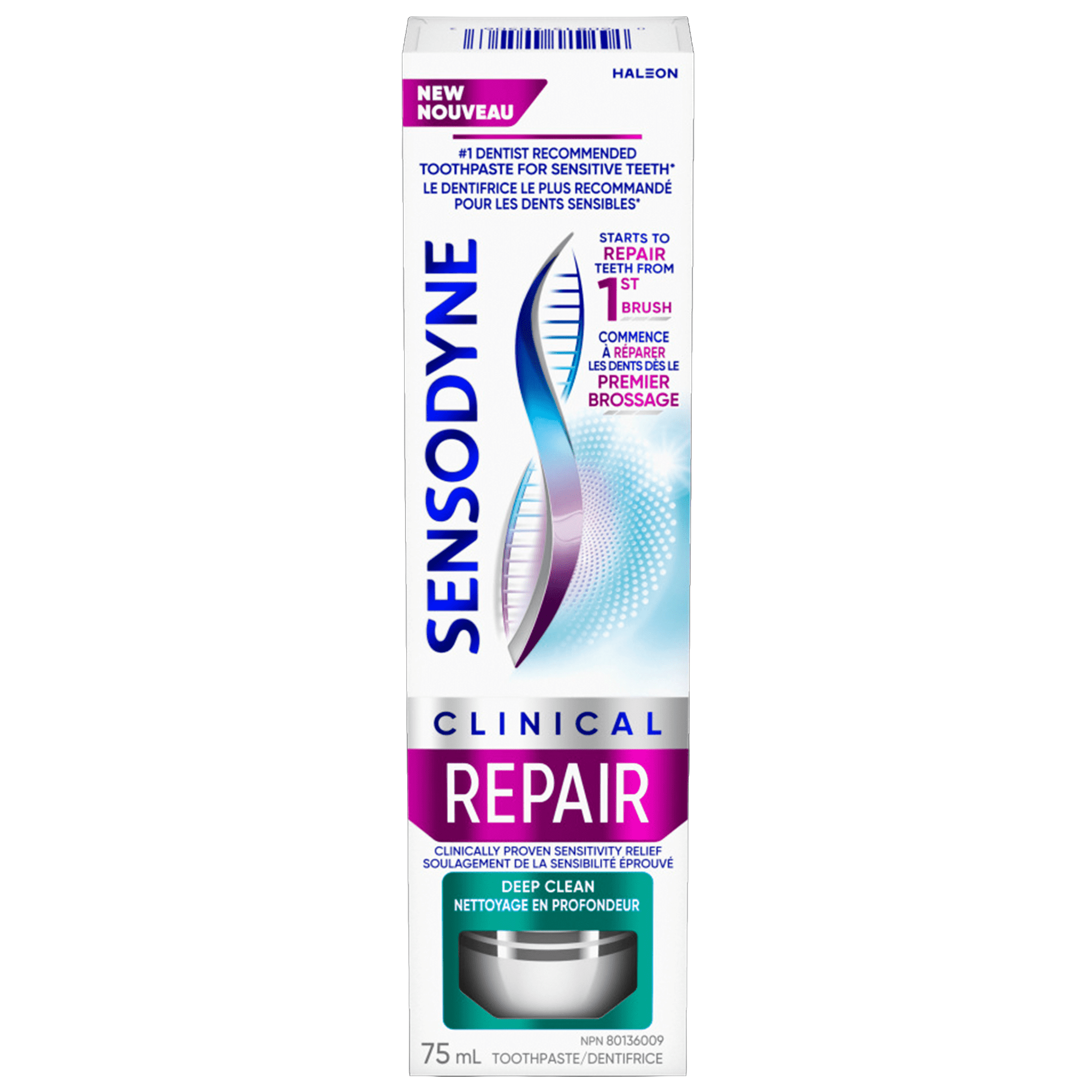 Dentifrice Sensodyne Clinical Repair Menthe fraîche pour les dents sensibles (Nettoyage en profondeur), 75 mL