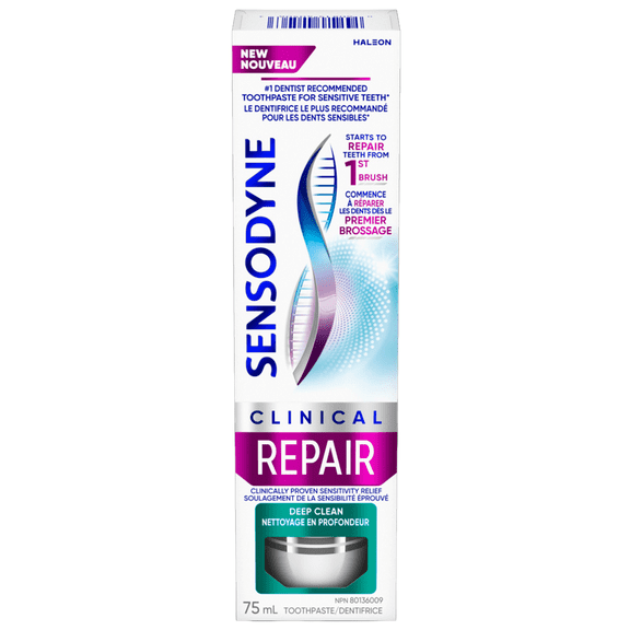 Dentifrice Sensodyne Clinical Repair Menthe fraîche pour les dents sensibles (Nettoyage en profondeur), 75 mL