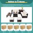 thumbnail image 4 of Patiojoy 9 Pieces Outdoor Patio Furniture Set with 35-Inch Propane Fire Pit Table Outdoor PE Wicker Space-Saving Sectional Sofa Set with Storage Box and Cushions Off White, 4 of 10