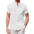 thumbnail image 1 of TopLLC Polo pour Homme Chemise en Lin Décontractée Col Officier Manche Courte Chemise Boutonnée, 1 of 4