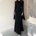 thumbnail image 4 of Pisexur Robes de Cocktail pour Femmes 2024 à Manches Longues à Col Rond Robe de Soirée Robe de Fête Mode Robe Moulante Maxi Robe Élégante pour Invitée de Mariage Tunique Plissée Robes de Retour à la Maison, 4 of 7