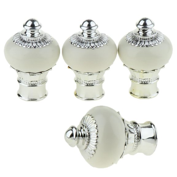 GUOOL 4Pcs Window Curtain Pole End Drape Rod Finals Head for Rods with Dia. 28mm Milk Milk White