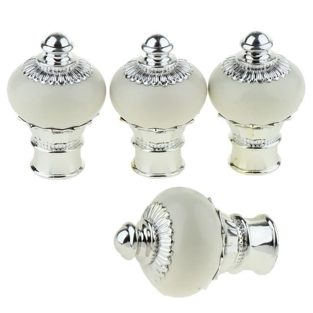 jifeng 4Pcs Window Curtain Pole End Drape Rod Finals Head for Rods with Dia. 28mm Milk Milk White