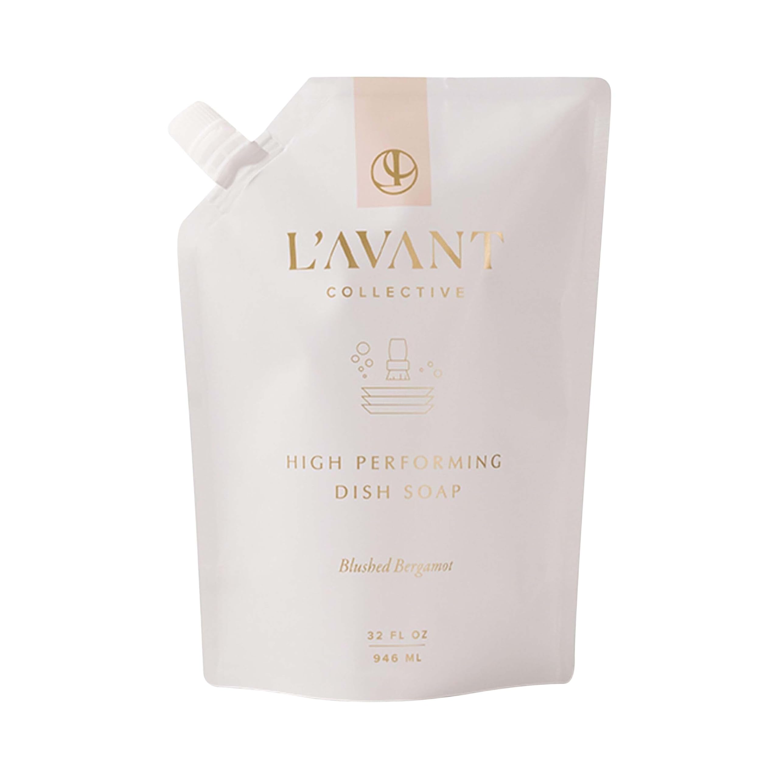 L'AVANT Collective High Performing Dish Soap Refill | Plant-Based Ingredients & High Performing Formula | Notes of Bergamot, Orange Blossom, Amber, Cedar | Blushed Bergamot Scent