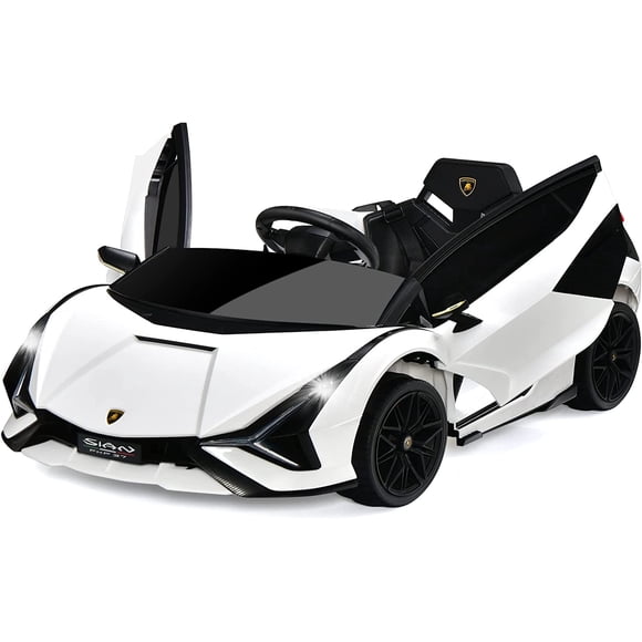 OLAKIDS 12V Licensed Lamborghini Sian Kids Ride On Car with Parent Remote Control, Spring Suspension, MP3 Player, Electric Toy Roadster Carbon Fiber Textured for Toddler