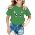 thumbnail image 1 of PMVFHDE Hauts Fille Hauts pour Fille 2025 Hauts d'Été Tendance Hauts Filles Hauts Fille Été Enfant Filles Mignon Graphique Col Rond Manches Courtes T-Shirt d'Été Décontracté T-Shirt Vert,11-12 Ans, 1 of 5