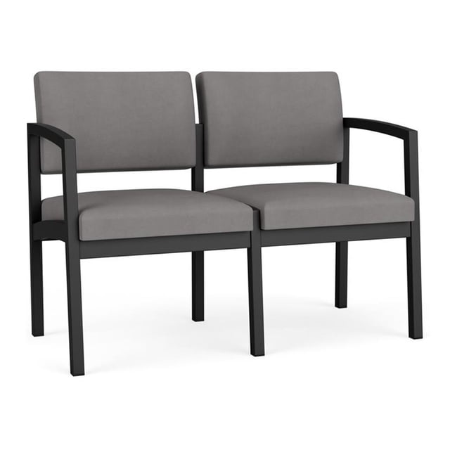 Lenox Steel Reception Waiting Room Loveseat / Black Steel / Light Gray