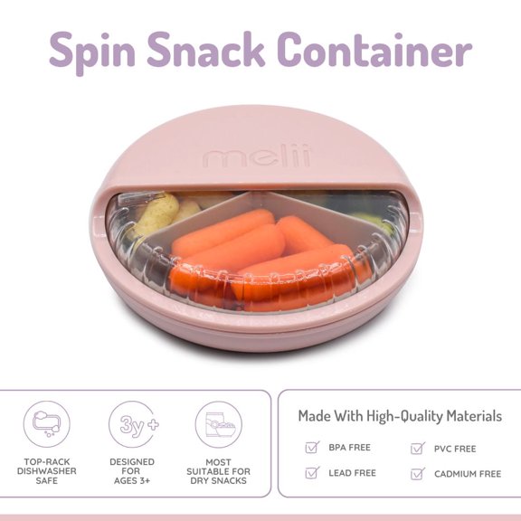 Melii Spin Snack Container for Children, 3 Compartments, 12 oz / 177 ml