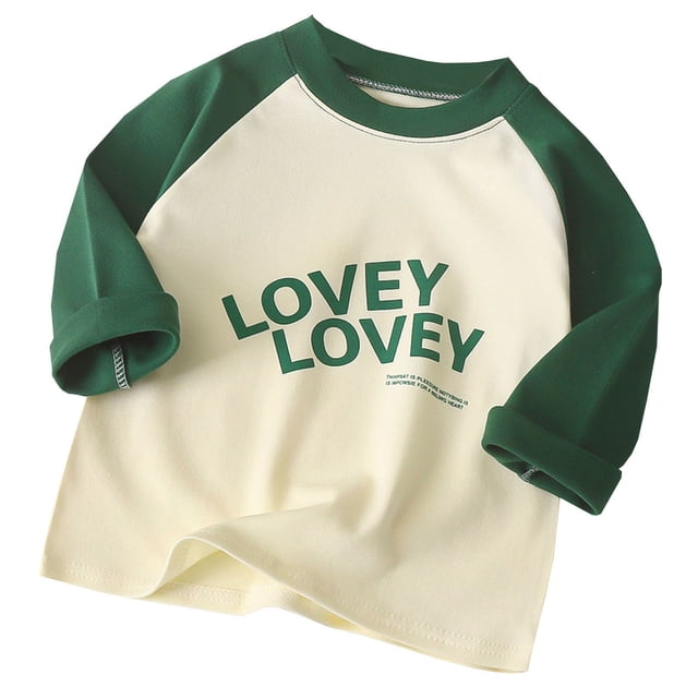 Toddler Boys Summer Tops Tees Casual Long Sleeve Raglan Sleeve T Crewneck Color Block Tee Daily Spring Shirts For Kid 3-4T