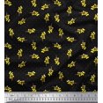 thumbnail image 1 of Soimoi Black Poly Georgette Fabric Yellow Flower & Dots Fabric Prints By Yard 52 Inch Wide, 1 of 5