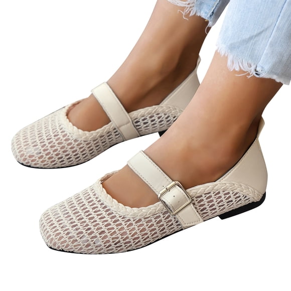 Willtoo Ballet Flats for Women Closed Toe Floral Mary Jane Shoes Breathable 2026 Summer Ballerina Flats