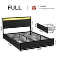 thumbnail image 3 of GUNAITO Full Bed Frame with 2 Storage Drawers, Platform Bed with Headboard, Velvet Upholstered Bed Frame with LED Lights & Charging Station, Black, 3 of 9