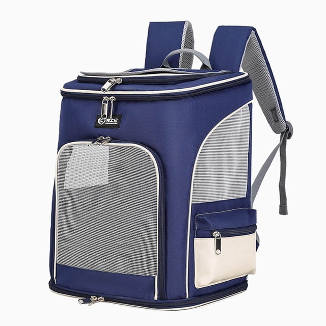 Sac de Transport pour Animaux Pliable avec Sangle Rembourrée Léger pour Maison Randonnée Extérieure Blanc