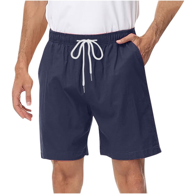 Plebaso Summer Men's Casual Shorts Drawstring Lightweight Shorts Plain Elastic Waist Short Pants for Men