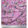 thumbnail image 1 of Soimoi Pink Rayon Fabric Leaves & Floral Decor Fabric Printed BTY 42 Inch Wide, 1 of 3