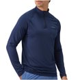 thumbnail image 3 of RXIRUCGD Chemise Décontractée à Manches Longues pour Hommes, Couleur Unie, Col Rabattu avec Fermeture Éclair, Bleu Marine, Taille : 2TG, 3 of 7