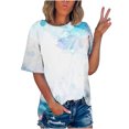 thumbnail image 1 of Pompotops T-shirt Imprimé pour Femme, Manches Courtes, Blouse à Col Rond, Hauts Décontractés, Liquidation, 1 of 5