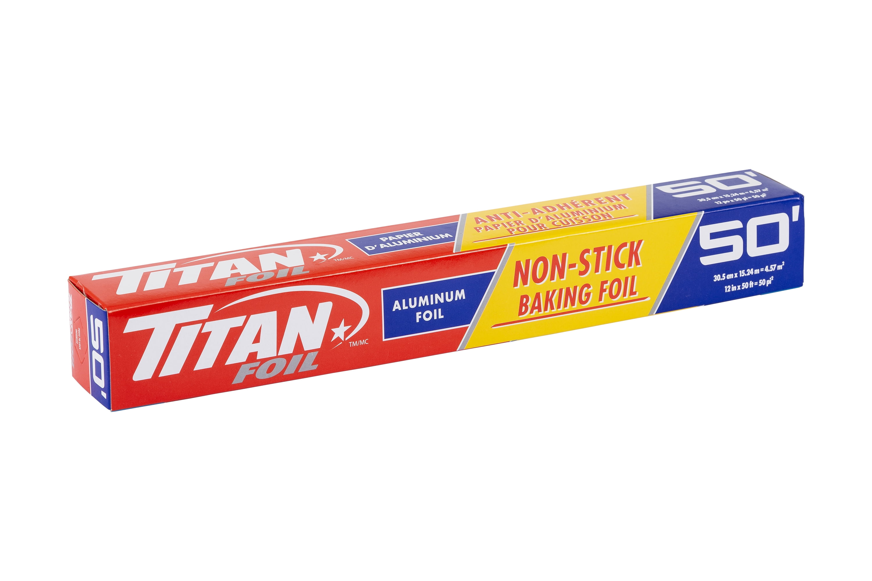 TITAN Heavy Duty Non-Stick Wrap Aluminum Foil, 12"x 50' Roll