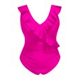 thumbnail image 4 of ylioge Womens One-Piece Swimsuits Tankini Ruffle Sleeveless V Neck Bathing Suits Ladies Trendy Solid Color Pleated Built in Bra Swimsuit, 4 of 5