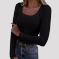 thumbnail image 2 of WRKEKC Blouse à Manches Longues pour Femmes, Couleur Unie, T-Shirt Décontracté à Col Rond pour Femmes, Tenue Quotidienne et de Bureau au Style Classique et Port Confortable, 2 of 7