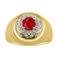 thumbnail image 1 of RYLOS Men's Rings 14K Yellow Gold Designer Gypsy 7MM Round Gemstone & Diamond Ring Ruby July Birthstone Rings Size 10, 1 of 7