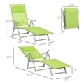 thumbnail image 3 of Outsunny Chaise Longue Extérieure Inclinable Pliante Réglable - Ensemble de 1, Vert, 3 of 9