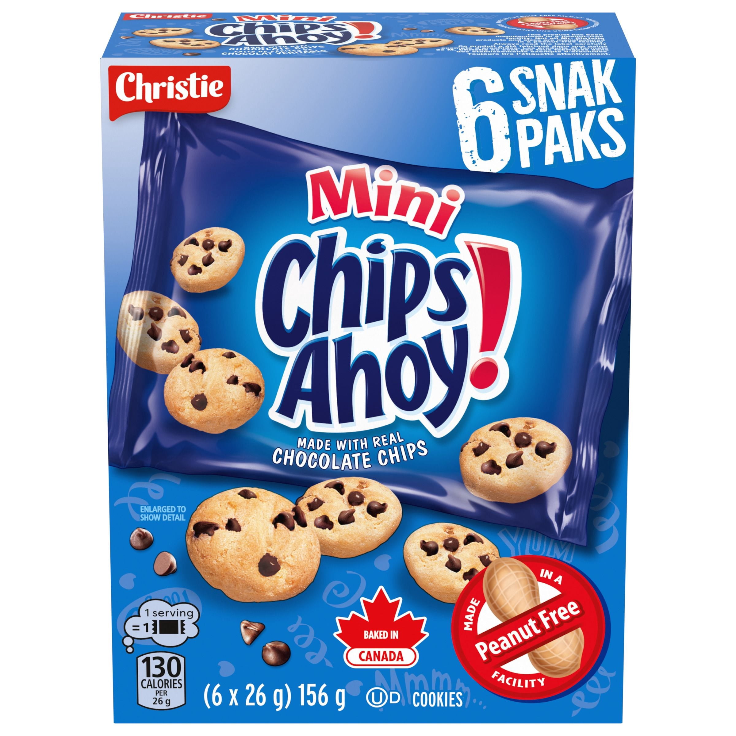 Chips Ahoy! Paquets de Collation Mini Biscuits aux Pépites de Chocolat, Fabriqué dans un Établissement Sans Arachides, Collations Scolaires, Cuit au Canada