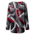 thumbnail image 5 of IROINID Épargne Femmes Long Sleeve Tops Lounge Socket Geometry Imprimé Col Rond Tops, Rouge, 5 of 5