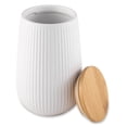 thumbnail image 1 of Thyme & Table, Large Ceramic Ribbed Kitchen Organization Canister with Bamboo Lid, White, 1 of 6