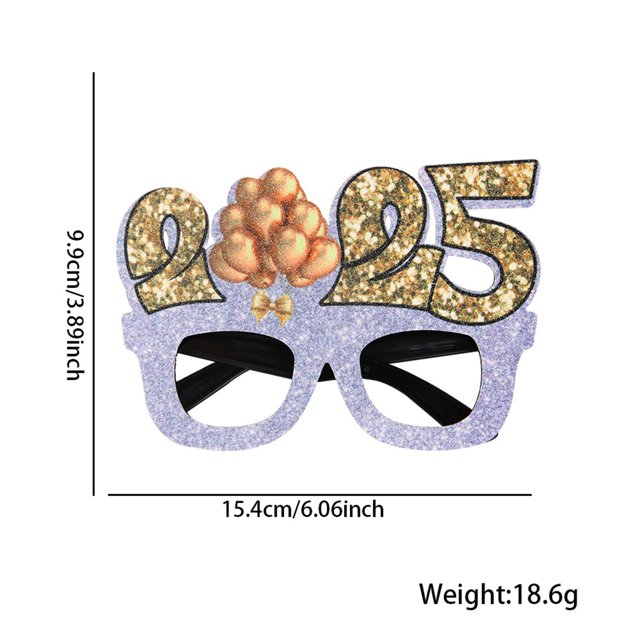 Tignapoo 2025 New Year Party Glasses - Black & Gold Photo Prop for Festive Celebrations, Balloon Design Edition G