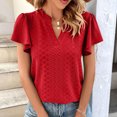 thumbnail image 2 of Birdeem Womens Spring and Summer Gold Lace Stitching V-Neck Solid Color Bottom T-Shirt Hollow Top, 2 of 10