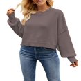 thumbnail image 1 of Chandail en Tricot pour Femmes Manches Longues Col Rond Uni Ample Chandail Chaud, 1 of 3