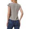 thumbnail image 3 of INSPIRE CHIC Blouse de Travail pour Femme à Col en V Uni, Manches Courtes à Revers, TP Gris Foncé, 3 of 5
