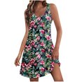 thumbnail image 1 of Staron Robe pour Femme Liquidation à Moins de 10 $ Sans Manches Ligne A Poches Fluide par-Dessus de Maillot de Bain Robe d'Été de Printemps Plage Vacances Col en V Robe Ample TTG, 1 of 7