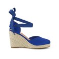 thumbnail image 3 of BLISSFUL STEP Chaussures pour Femmes Sandales Espadrilles à Talon Compensé Haut Bout Rond Bleu Royal 8,5, 3 of 7