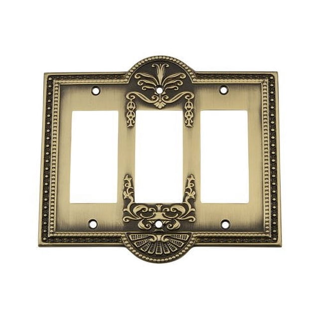 Nostalgic Warehouse 719715 Meadows Switch Plate with Triple Rocker, Antique Brass