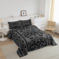 thumbnail image 3 of Erosebridal Grey Damask Flower Bedding Full Comforter Set, Retro Boho Down Comforter, Mandala Hippie Decor, Reversible, 3 of 7