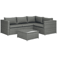 thumbnail image 1 of Outsunny 3 Pieces Garden Rattan Furniture Set with Cushions, Grey, 1 of 10