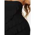 thumbnail image 5 of INSPIRE CHIC Strapless Midi Dress for Women's Ruffle Irregular Hem Cocktail Party Dress Black S, 5 of 5