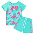 thumbnail image 1 of Girls Rash Guard 2-Piece Swimwear Fish Scale Pattern Swimwear Upf 50+ Uv for 4-12Y, 1 of 6