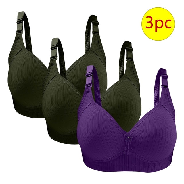 Bras for Women, 3PC Womans Large Size Solid Color Without Steel Ring Gathering Comfortable Bras Daily Bra
