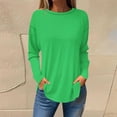 thumbnail image 2 of Timegard Hauts Grande Taille pour Femmes Col Rond Manches Longues Couleur Unie T-Shirt Confortable Automne Décontracté Ample Hauts, 2 of 3