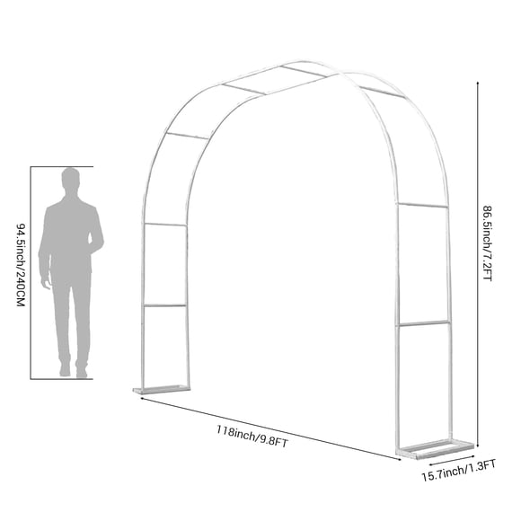 YUSAZENS 9.8'x7.2' Metal Garden Arch Trellis Outdoor Arbor for Climbing Plants Wedding Ceremony Party Decoration