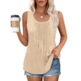 thumbnail image 2 of Timegard Womens Plus Size Tank Top Round Neck Pleated Casual Tunic Top Solid Color Comfy Sleeveless, 2 of 6
