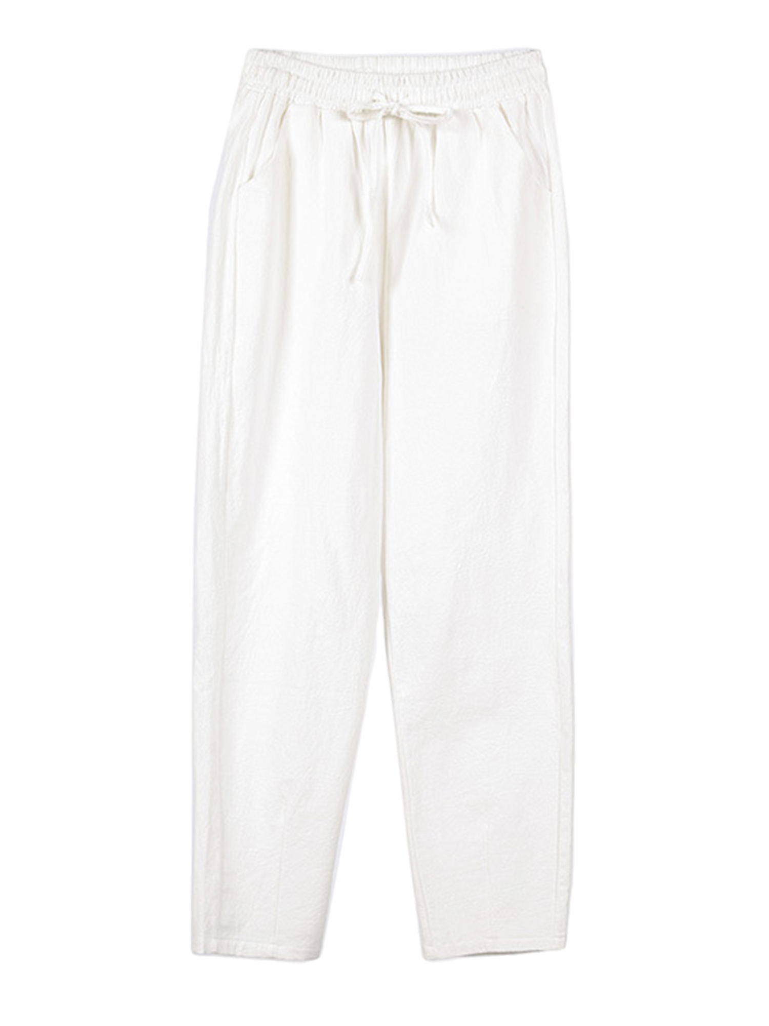 Innerwin Bottom Mid Waisted Ladies Trousers Sports Elastic Waist Basic Loungewear White 2XL