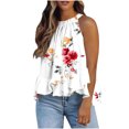 thumbnail image 1 of Weiqiqre Tank Tops for Women Adjustable Tie Neckline Ruffle Hem Sleeveless Flowy Halter Tops, 1 of 6